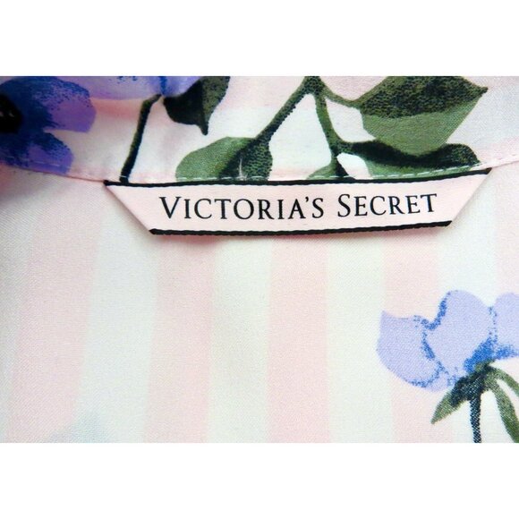 Victoria's Secret Floral Stripe Satin Pajama Romper Sleepwear SZ S - Picture 10 of 10